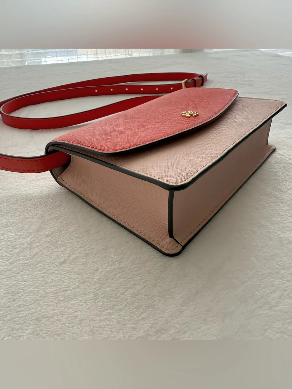 Tory Burch Emerson Color Block Mini Shoulder Bag Bright Samba / Pink Quartz